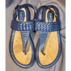 BOC BORN CONCEPT 8M Navy Blue Braided Thong Slingback Sandal Casual Comfort Flat